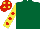 Silk - dark green, red spots on yellow sleeves, yellow spots on red cap