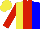 Silk - Yellow, blue halved, red stripe, red sleeves