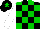 Silk - black and green checked, white sleeves, black cap with green star