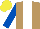 Silk - Light brown, white stripe, royal blue sleeves, yellow cap