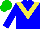 Silk - Blue, yellow chevron, green cap