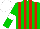 Silk - Green, red stripes, green sleeves, white armbands, white cap