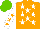 Silk - Orange, white stars, white sleeves, orange stars, light green cap