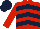 Silk - Red, dark blue chevrons, dark blue cap