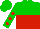 Silk - green and red halved horizontally, green sleeves, red spots, green cap