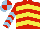 Silk - Red, yellow chevrons, light blue chevrons on red sleeves,light blue and red quartered cap