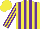 Silk - Yellow, purple stripes on body and sleeves, yellow cap