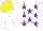 Silk - White, purple stars, yellow cap