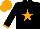 Silk - Black, orange star, stars on arms, cuffs and cap
