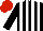 Silk - black and white striped, red cap