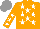 Silk - Orange, white five stars, orange sleeves, white stars, grey cap