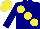 Silk - navy, large yellow spots, yellow cap, navy spot