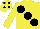 Silk - Yellow, black large spots, yellow sleeves, yellow, black spots cap