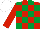 Silk - red and emerald green checked, white cap
