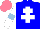 Silk - blue, white cross of lorraine, white sleeves with light blue armlets, salmon cap