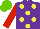 Silk - Purple, yellow five spots, red sleeves, light green cap