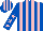 Silk - Royal blue & pink stripes, pink stars on sleeves, striped cap