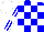Silk - Blue and white blocks, white stripes on blue sleeves, white armlets, white cap