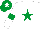 Silk - White, emerald green star, emerald green armlet, emerald green cap, white star