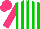 Silk - Green and white stripes, hot pink sleeves, hot pink cap