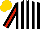 Silk - Black and white striped, black sleeves with red stripe, gold cap