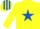 Silk - YELLOW, royal blue star, striped cap