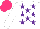 Silk - White, purple stars, hot pink cap