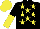 Silk - BLACK, YELLOW stars, halved sleeves, YELLOW cap