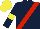 Silk - dark blue, red sash, yellow armbands, yellow cap