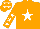 Silk - Orange, white star, white stars on sleeves, orange cap, white stars