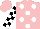 Silk - Pink, white dots, black and white checked sleeves