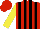 Silk - Red and black vertical stripes, yellow sleeves