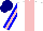 Silk - White, pink stripe, blue sleeves, pink stripe, navy cap
