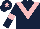 Silk - dark blue, pink chevron, pink armbands, pink star on cap