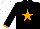 Silk - Black, orange star, stars on arms, cuffs, white cap