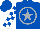 Silk - Royal blue, silver circled blue and silver star, white blocks on sleeves