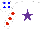 Silk - White, purple star, red spots on sleeves, blue spots on cap
