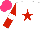 Silk - White, red star, red sleeves, white armlets, hot pink cap