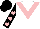 Silk - White, pink chevron, black sleeves, pink hearts on black cap