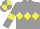 Silk - Grey, yellow triple diamond, yellow armlet, quartered cap