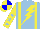 Silk - Light blue, yellow braces and lightning bolt, yellow sleeves, light blue stars, yellow and blue quartered cap