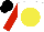 Silk - White, yellow disc, red sleeves, black cap