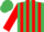 Silk - EMERALD GREEN & RED STRIPES, red sleeves, emerald green cap