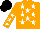 Silk - Orange, white stars, orange sleeves, white stars, black cap