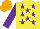 Silk - Yellow, purple stars, sleeves, orange cap