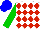 Silk - White, red diamonds, green sleeves, blue cap