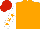 Silk - Orange, white sleeves, orange stars, red cap