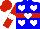 Silk - Blue, red hoop, white hearts, red sleeves, white armlets, red cap