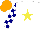 Silk - White, yellow star, white and navy checked sleeves, orange cap