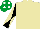Silk - Beige, black and beige diabolo on sleeves, emerald green cap, white spots